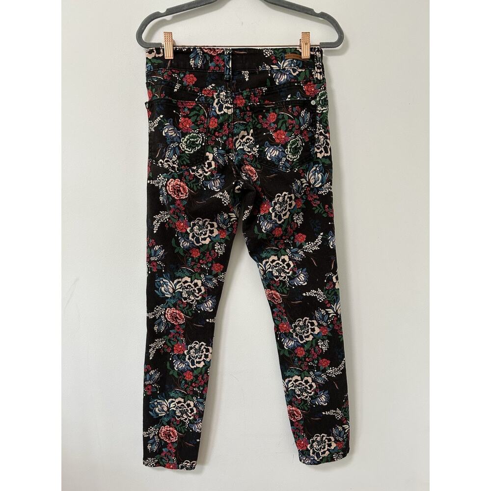 Anthropologie Pilcro Floral Print Cigarette Skinny Jeans 27 Black Fairy Boho - Picture 5 of 11